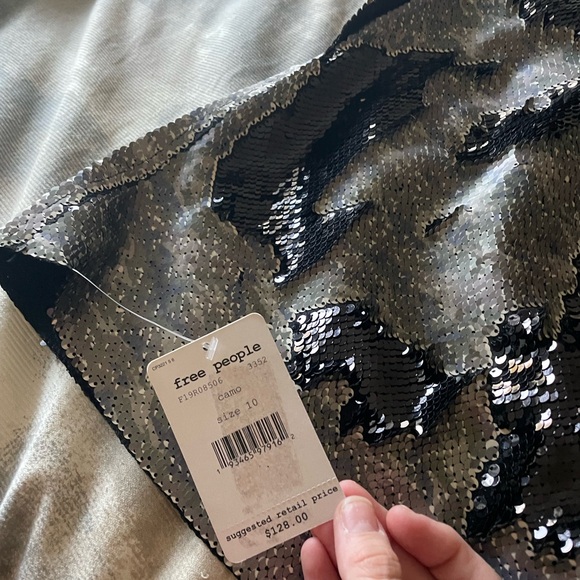 NWT Free People Skinny Sequin Camo Mini Skirt - Picture 15 of 16